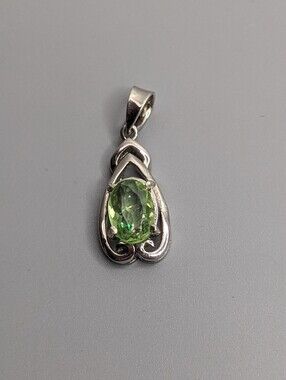 🆕 Natural Green Tourmaline Pendant 1 Point 01 Ct Oval Unheated Tanzania 925